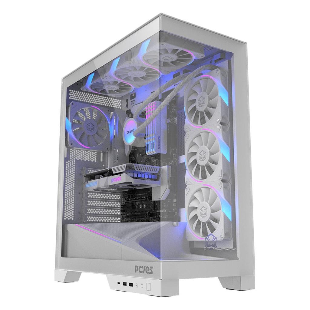 Gabinete Gamer Branco Aquário Mid Tower Pcyes Forcefield Flow White — Informática