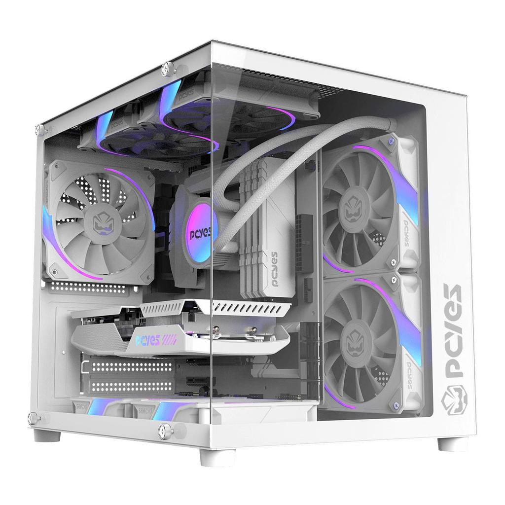 Gabinete Gamer com Vidro Aquário Branco Pcyes Forcefield Mini Tower — Informática