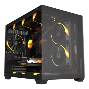 Gabinete Gamer com Vidro Aquário Preto Pcyes Forcefield V2 Black