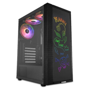 Gabinete Gamer Concórdia Creative com 3 fans Argb e vidro frontal
