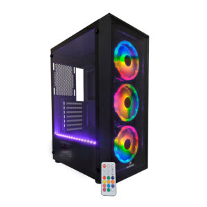Gabinete Gamer Concórdia Glass RGB Fita Led Controle Fans