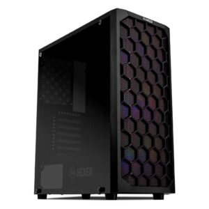 Gabinete Gamer Mancer Hexer, Rainbow, Mid-Tower, Lateral de Vidro