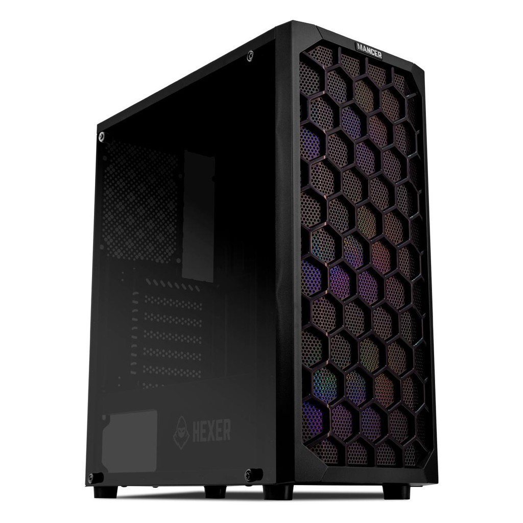 Gabinete Gamer Mancer Hexer, Rainbow, Mid-Tower, Lateral de Vidro — Informática