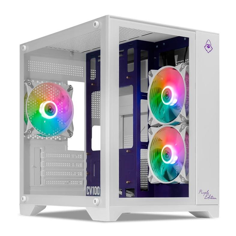 Gabinete Gamer Mancer Purple Edition, Mid-Tower, Com 3 Fans, Branco