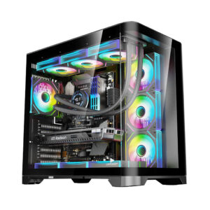 Gabinete Gamer Mid Tower Vidro Temperado Black Atx Sem Fonte Com 7