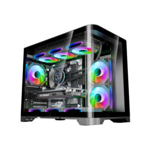 Gabinete Gamer Mid Tower Vidro Temperado Black Sem Fonte Com 6 Fans