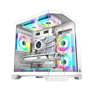 Gabinete Gamer Mini Tower Aquário Vidro Temperado White Itx Sem Fonte