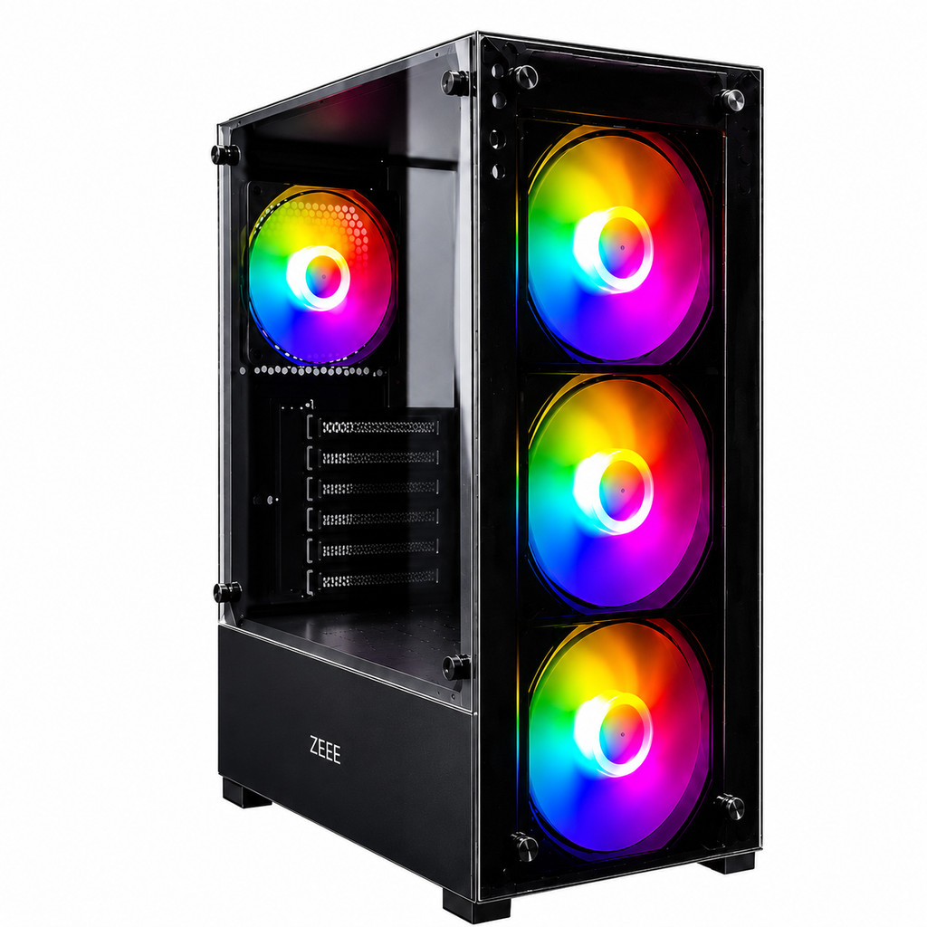 Gabinete Gamer PC 4 Fans Painel Vidro Lateral USB 3.0 Suporte Atx — Informática