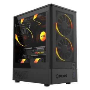 Gabinete Gamer Preto com Vidro Pcyes Kauri Black Vulcan Gkribv