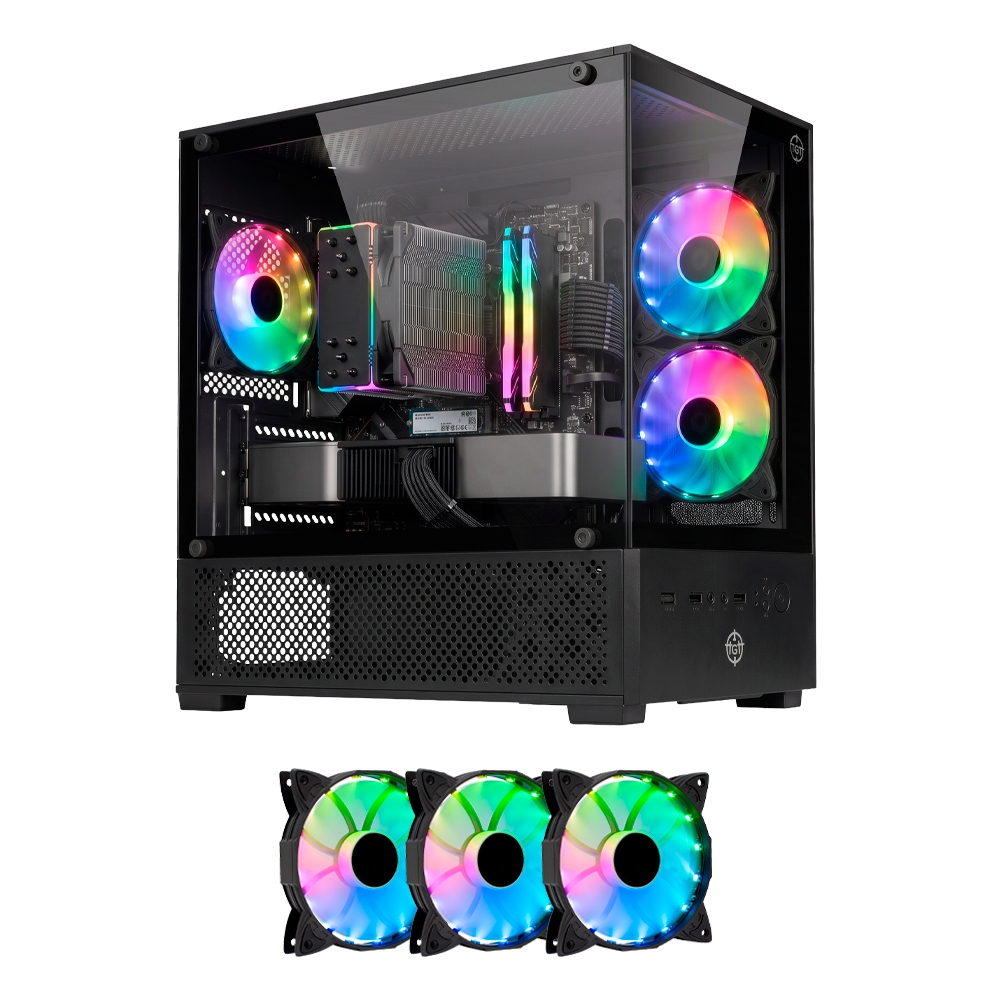 Gabinete Gamer Tgt Legion, Mini-Tower, Lateral de Vidro, 3 Ventoinhas — Informática