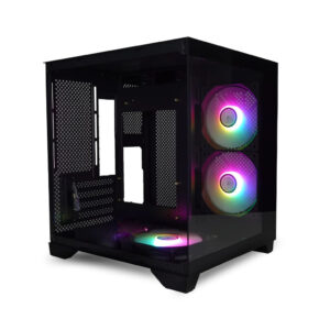 Gabinete Matx Brazilpc Gamer Aquario Black Com 3 Cooler Arco Iris Sem