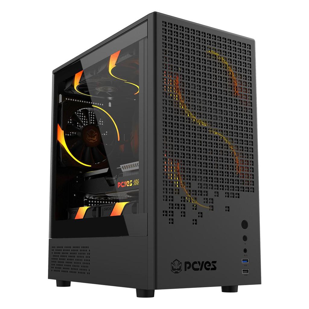 Gabinete Mid Tower Gamer com Vidro Preto Pcyes Ozara Black Vulcan