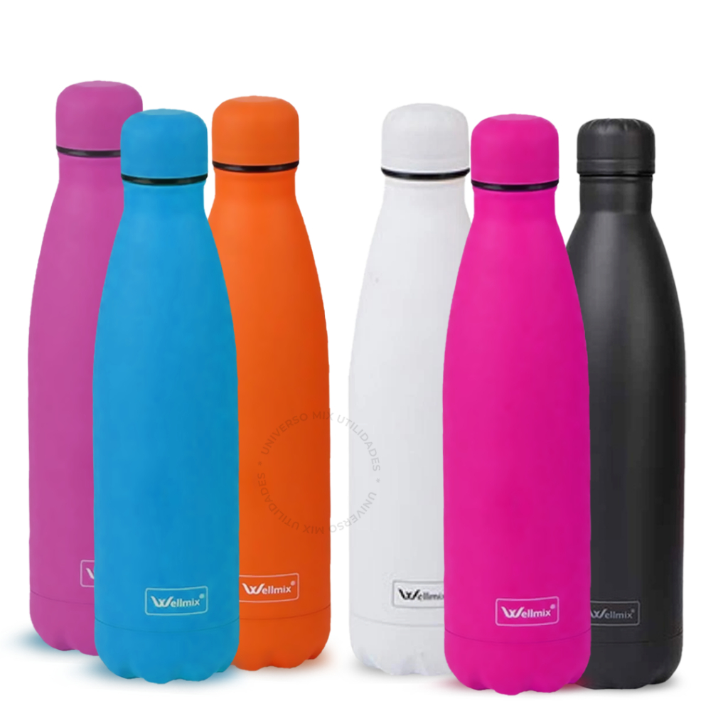 Garrafa Água Squeeze 500ml Térmica Inox Colorida Academia Escola