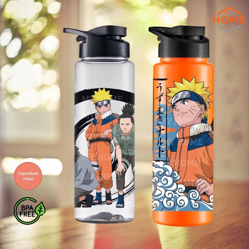 Garrafa Agua Squeeze Naruto Infantil Criança Adulto Escola Creche