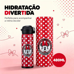 Garrafa Água Térmica Squeeze Minnie Mouse 480ml Resistente Escola