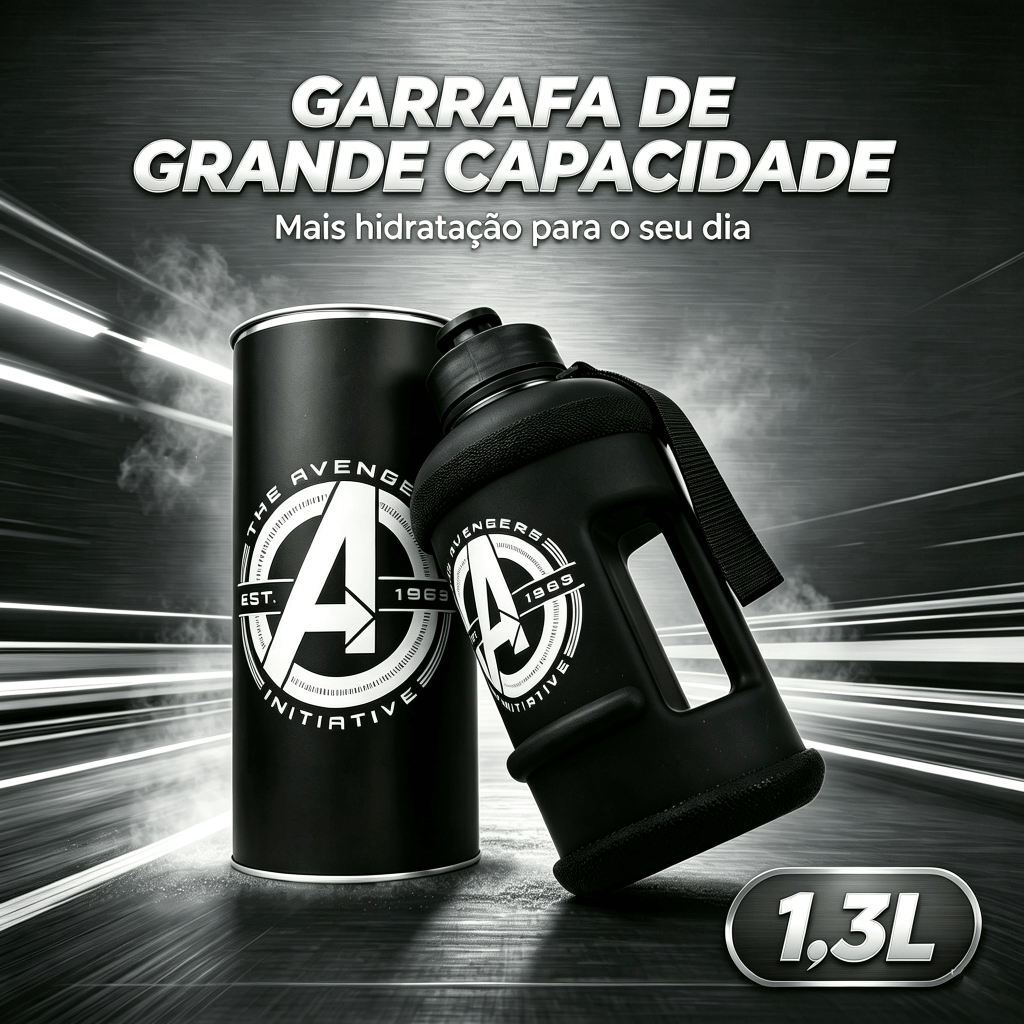Garrafa Galão Avengers Marvel 1.3L Livre de Bpa Academia Trabalho — Esporte e Lazer