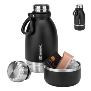 Garrafa Térmica 1L Nordk To Go 2 em 1 Inox Com Divisória