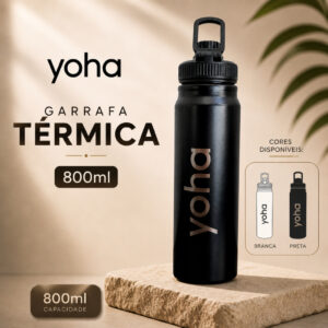 Garrafa Térmica 800ml Inox Yoha Quente e Frio 24h Squeeze Academia