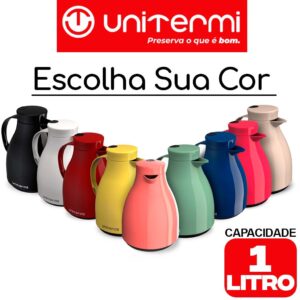 Garrafa Térmica Bule Unitermi Paris 1 Litro Cores C Gatilho Para Café