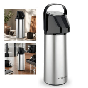 Garrafa Térmica Café 1Litro Chá de Inox Metal Escovado Rubi Soprano