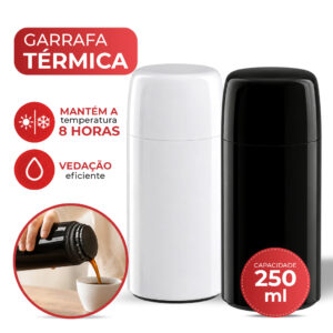Garrafa Térmica De Água Mini 250ml Firenze Branca Preta Bege Tampa