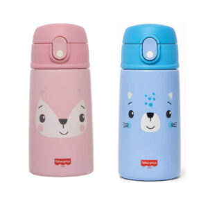 Garrafa Térmica de Inox 400ml Fisher Price Com Canudo de Silicone