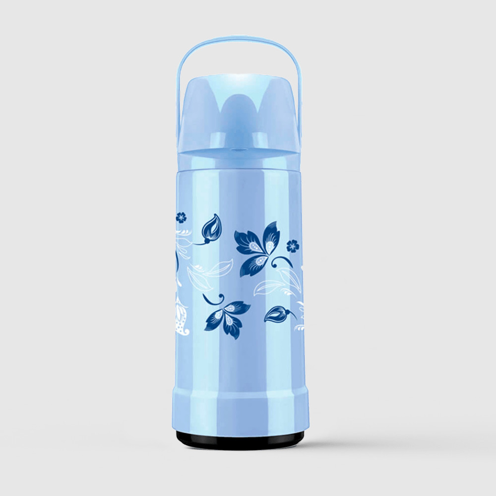 Garrafa Térmica Glt Pressão 1L Folhas Azul Ice Invicta — Cozinha e Utensílios