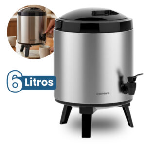 Garrafa Térmica Grande 6 Litros Cooler Térmico de Inox Botijão com Pé
