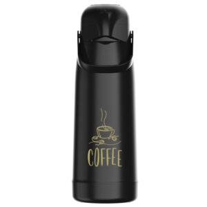 Garrafa Térmica Grande Magic Pump 1,8 Litros Cor Preta Decorada Cafe