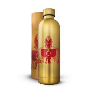 Garrafa Térmica Marvel Homem De Ferro 750ml Inox Dourada Tampa Vedada