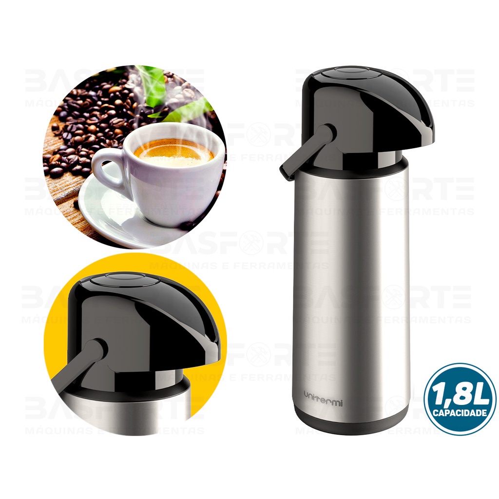 Garrafa Térmica Para Café Verona 1,8 Litros Inox Unitermi Chá Leite