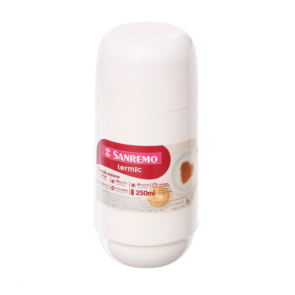 Garrafa Térmica Plástica Adorar Branca 250ml Termic Sanremo