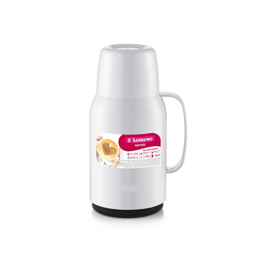 Garrafa Térmica Plástica Gostar Branca 750ml Termic Sanremo