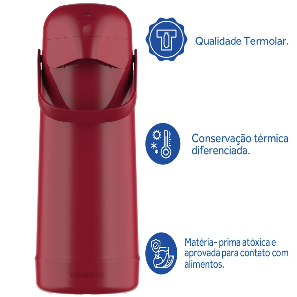 Garrafa Térmica Vermelha Dash 1.8L Quente Frio Termolar — Cozinha e Utensílios