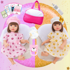 Gêmeas Bebê Reborn Boneca Realista BabyKiss Meninas Silicone com