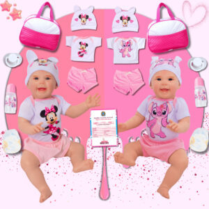 Gêmeas Bebê Reborn Boneca Realista Mayze Meninas Silicone com Bolsa