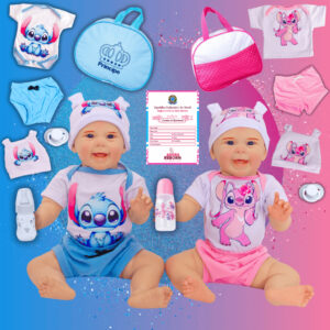Gêmeos Bebê Reborn Boneca Realista Mayze Menina e Menino Silicone com