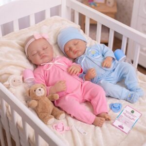 Gêmeos Bebê Reborn Boneca Realista Menina e Menino Silicone Pode dar