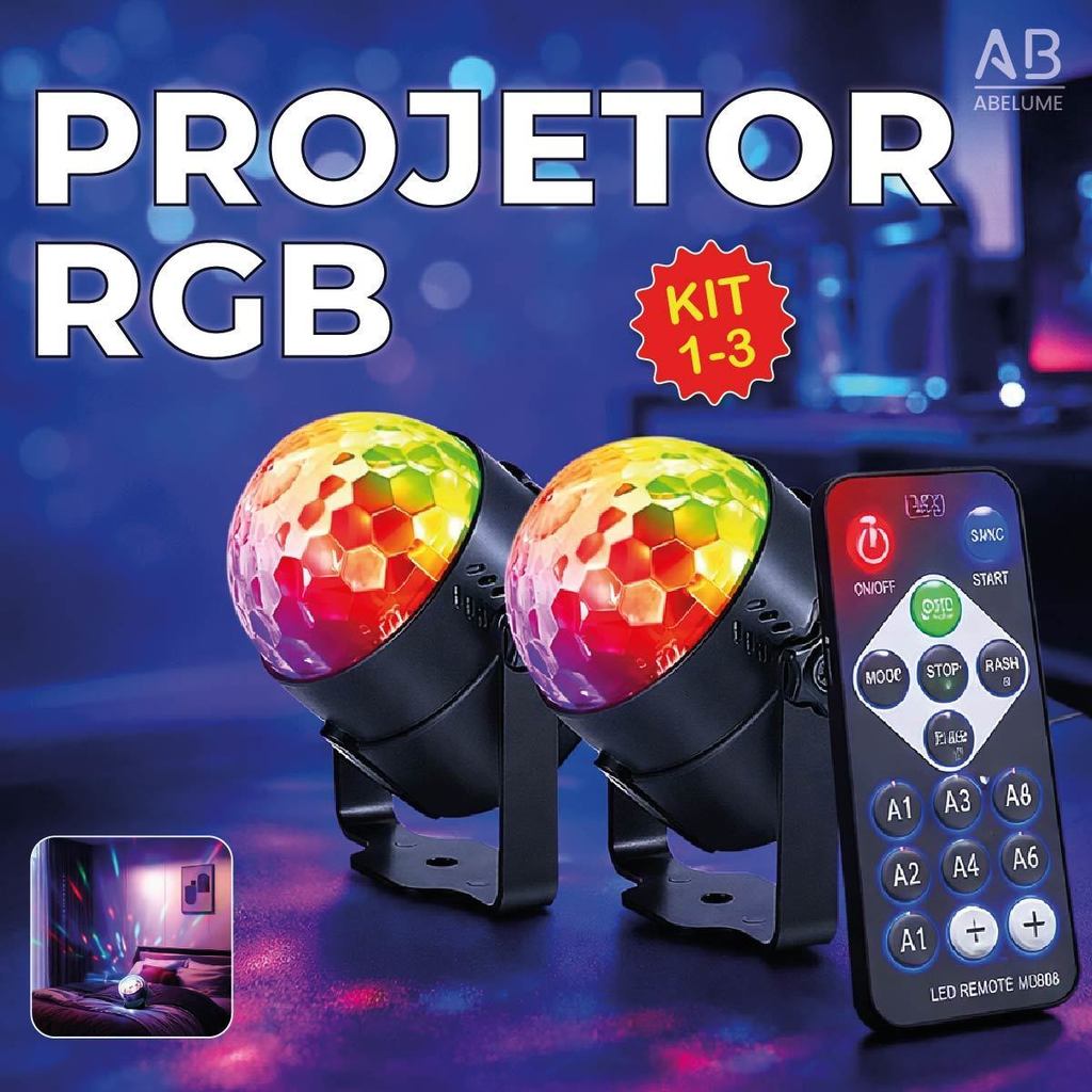Globo de Luz Led RGB Com Efeito com Controle Remoto e Modos de Luzes