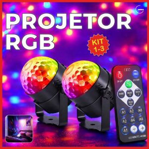 Globo de Luz Led RGB Com Efeito com Controle Remoto e Modos de Luzes
