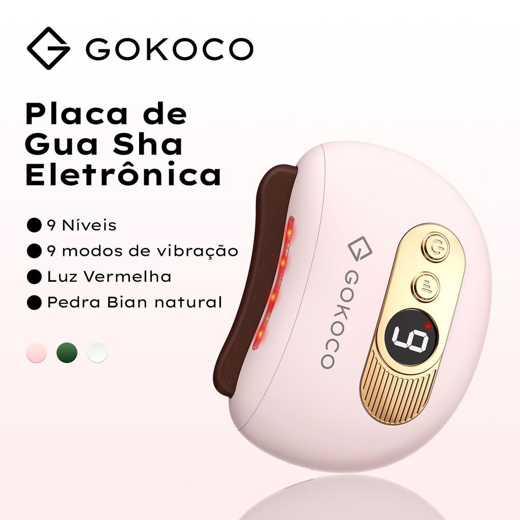 Gokoco Massageador Elétrico Gua Sha Facial e Corporal Pedra Bian com — Bem-estar