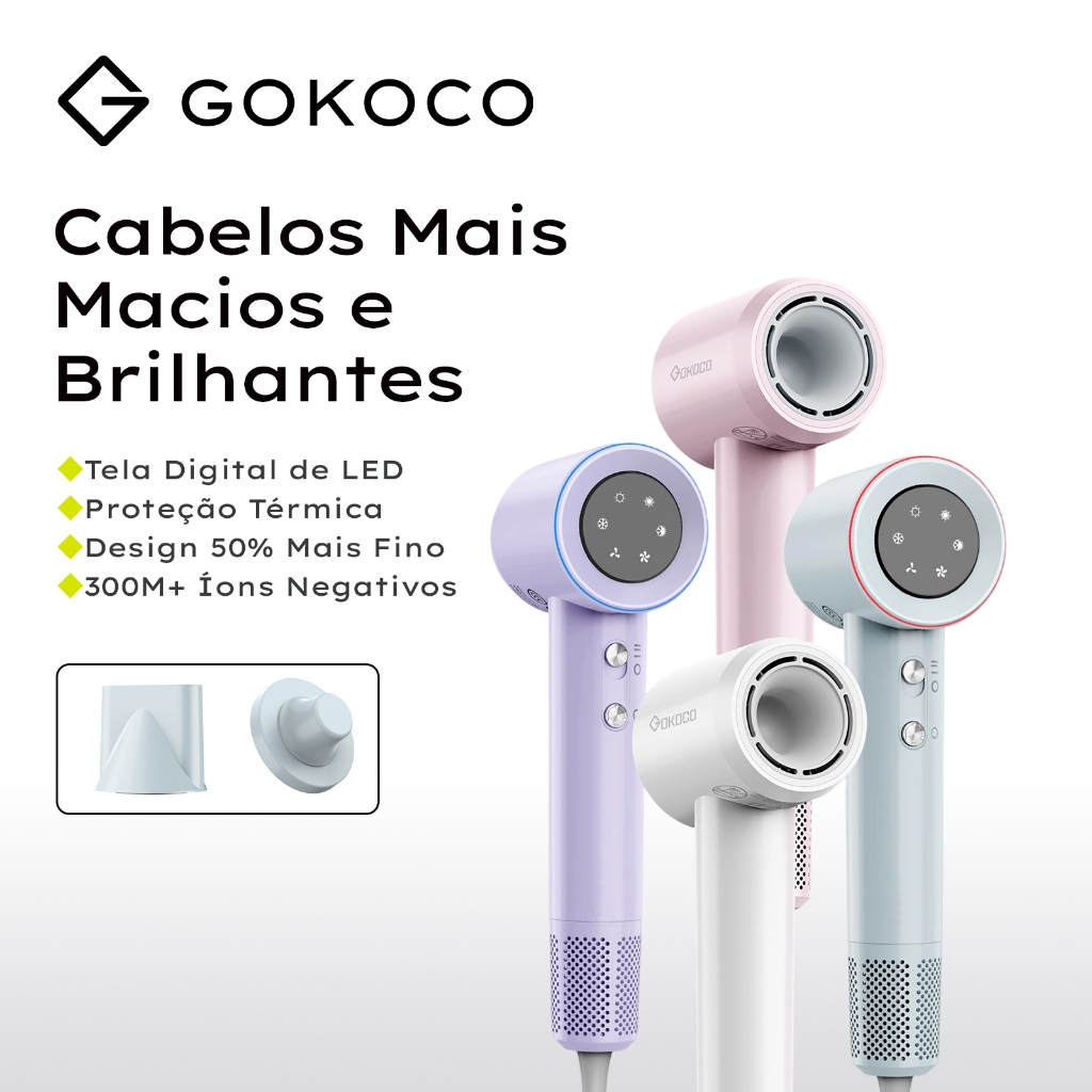 Gokoco Secador de Cabelo Alta Velocidade Secador íons negativos — Eletroportáteis