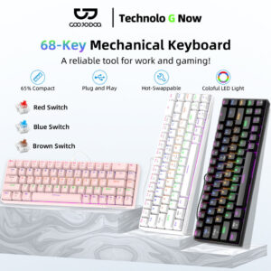 Goojodoq Teclado Mecânico Com Fio De 68 Teclas 3 Tipos De