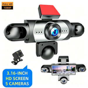 Grau 5 Canais 360 1080p Carro Traço Cam Dvr 24h Monitor De