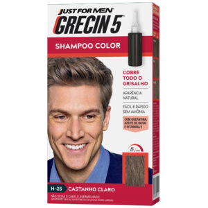 Grecin 5 Shampoo Tintura Tonalizante Castanho Claro 60ml Elimina os