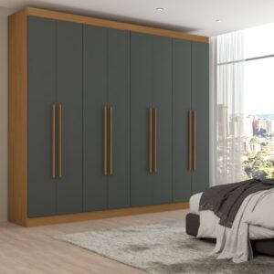 Guarda-Roupa Casal Ele e Ela 8 Portas 8 Prateleiras Cinamomo Chumbo