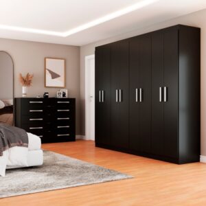 Guarda-Roupa Casal Ele e Ela 8 Portas 8 Prateleiras e Cômoda 10