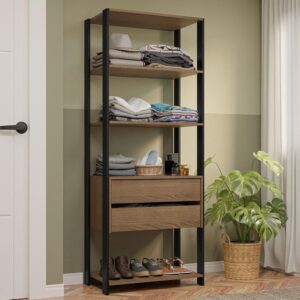Guarda-Roupa Closet Modulado 2 Gavetas 4 Prateleiras 70cm Rustic