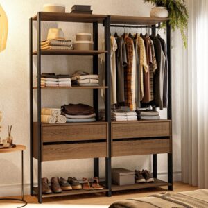 Guarda-Roupa Closet Modulado 4 Gavetas 6 Prateleiras 140cm Rustic