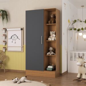 Guarda Roupa Infantil 1 Porta Sara Espresso Móveis Cinamomo Chumbo
